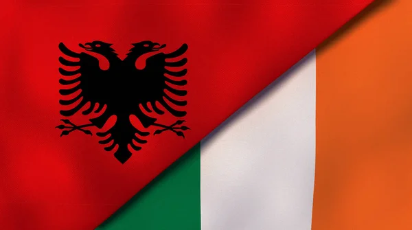アルバニアとアイルランドの2つの州旗 高品質のビジネス背景 3Dイラスト — ストック写真