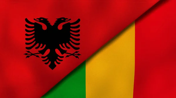 Dois Estados Bandeiras Albânia Mali Fundo Negócios Alta Qualidade Ilustração — Fotografia de Stock