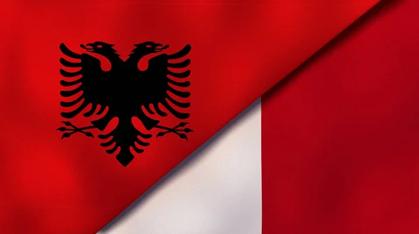 Dva Státy Vlajky Albánie Malty Vysoce Kvalitní Obchodní Zázemí Ilustrace — Stock fotografie