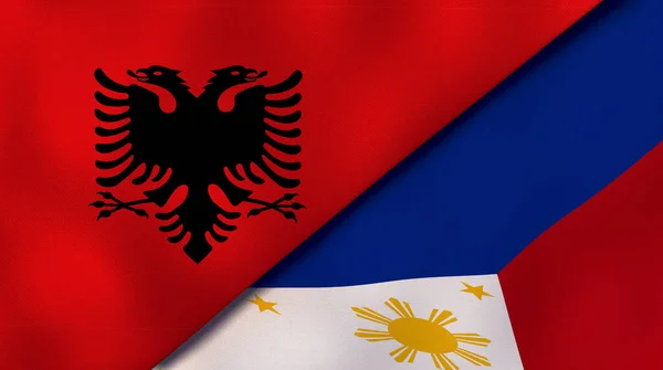 Dvě Vlajky Albánie Filipín Vysoce Kvalitní Obchodní Zázemí Ilustrace — Stock fotografie