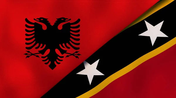 Dois Estados Bandeiras Albânia São Cristóvão Nevis Fundo Negócios Alta — Fotografia de Stock