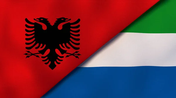 アルバニアとシエラレオネの2つの州旗 高品質のビジネス背景 3Dイラスト — ストック写真