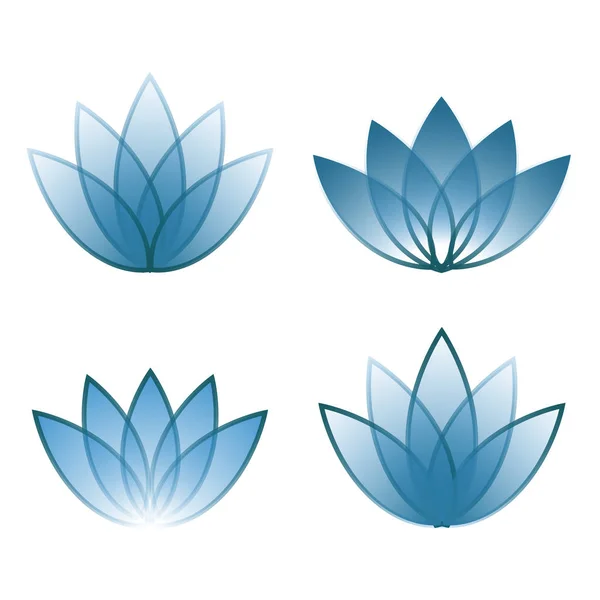 Uppsättning Blå Lotus Vektorn Illustratoin Ikonen Blommor — Stock vektor