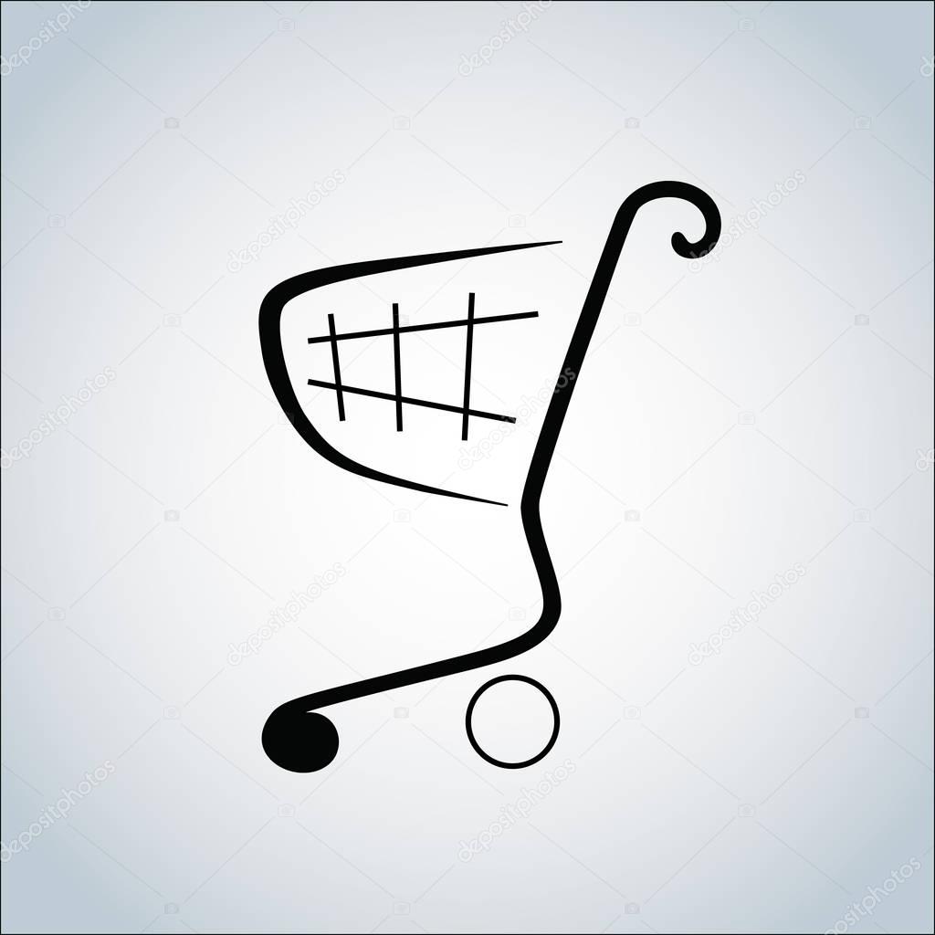 Linearly stylized shopping cart logo