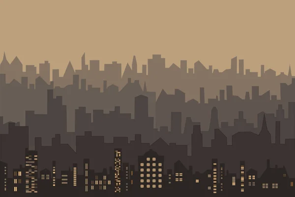 Vector abstracte illustratie silhouetten van gebouwen van de stad in sepia — Stockvector