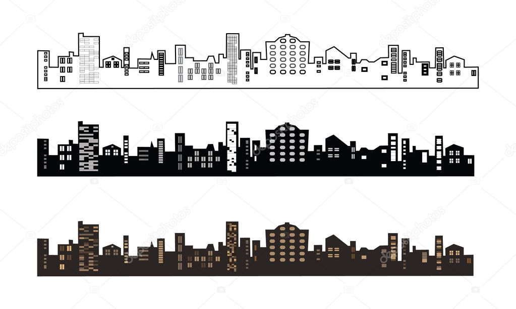 Black and buildings silhouette.