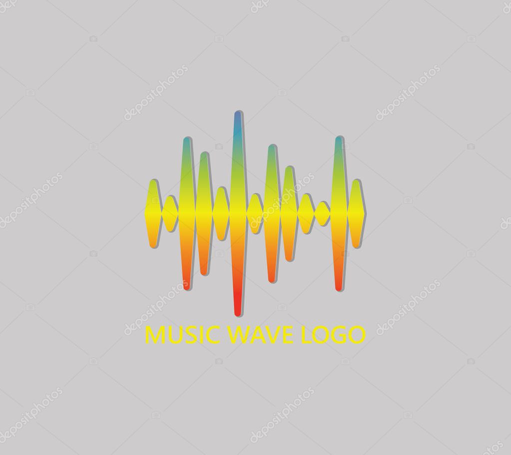 Sound Wave logo. Pulse music player symbol. Vector colorful equalizer element