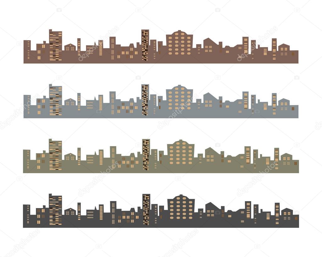 Set of silhouettes of buildings