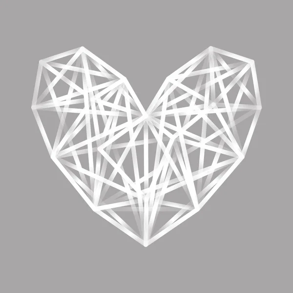 Coeur polygonal blanc — Image vectorielle