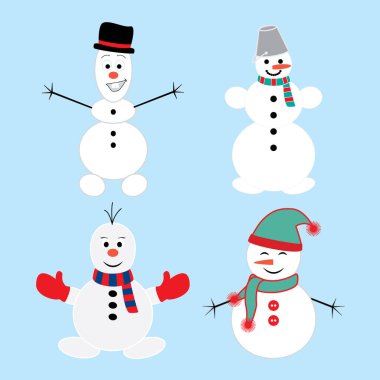 Sevimli kış tatil snowmans farklı kostümleri