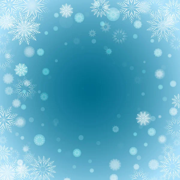Sfondo invernale con fiocco di neve sfocato e chiaro — Foto Stock