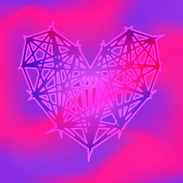 Icône Polygone coeur sur Plastique Rose, Couleurs Violettes — Photo
