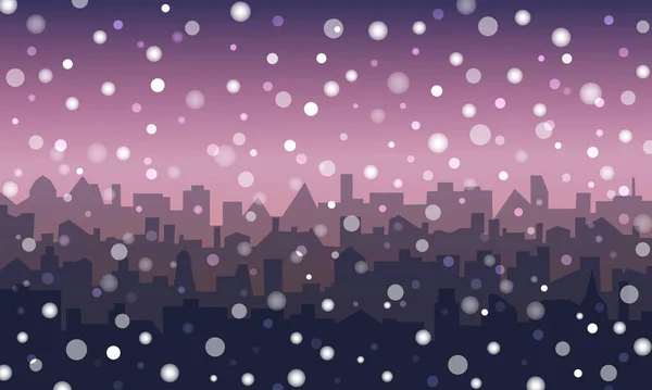 Evening landscape of city in the snow — Stock Photo, Image