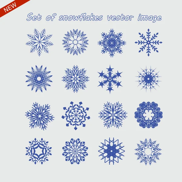 Zestaw płatków śniegu. Niebieska ikona izolowana — Zdjęcie stockowe