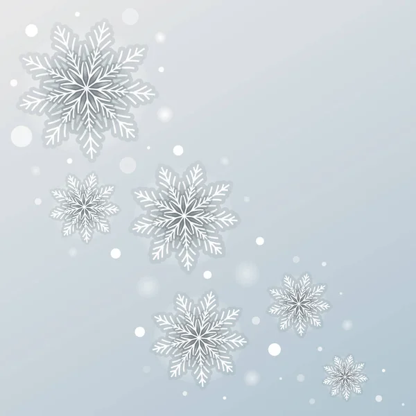 Vinter gratulationskort med 3d vita snöflingor — Stockfoto