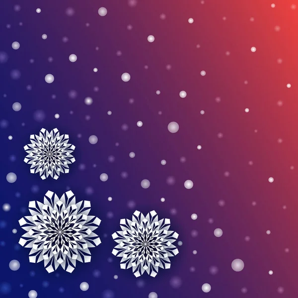 Snowfall background with white dots and 3d snowflake