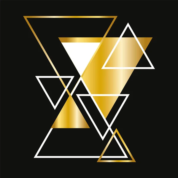 Hintergrund mit Gold und weißem Dreieck. Dynamische Designvorlage. — Stockfoto
