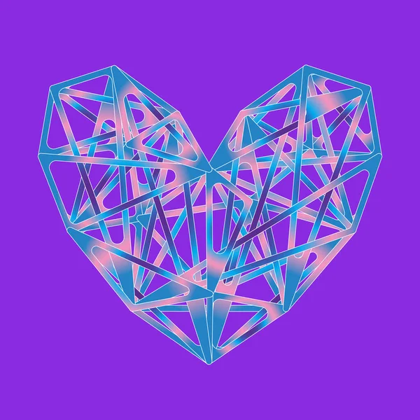 Icône de coeur en polygone coloré sur Proton violet — Photo