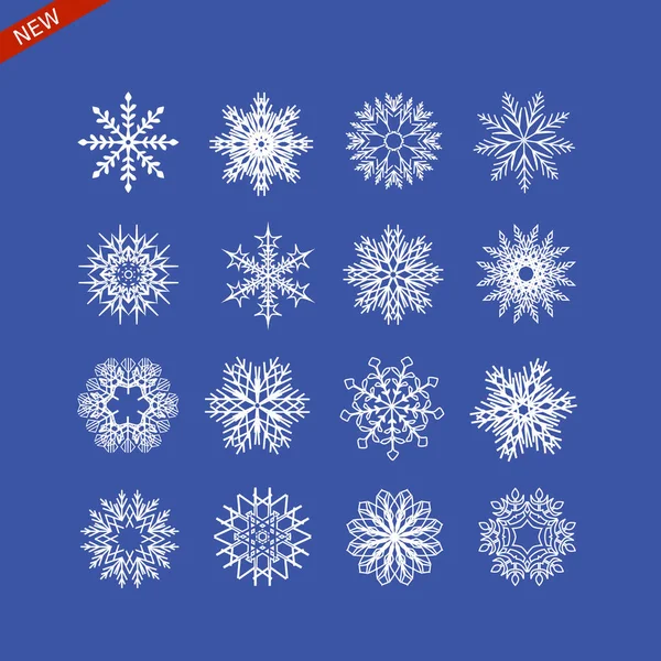 Zestaw obrazów płatków śniegu. Biała ikona izolowana — Zdjęcie stockowe