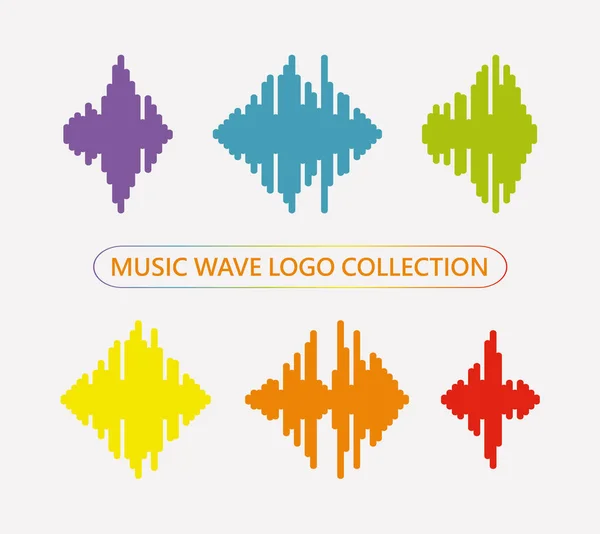 Music wave logo collection. Audio colorful equalizer element