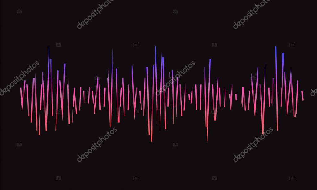 Modern stylized wave lines for design elements in concept of music, technology. Grunge music logo. Abstract vector colorful pulse equalizer background.