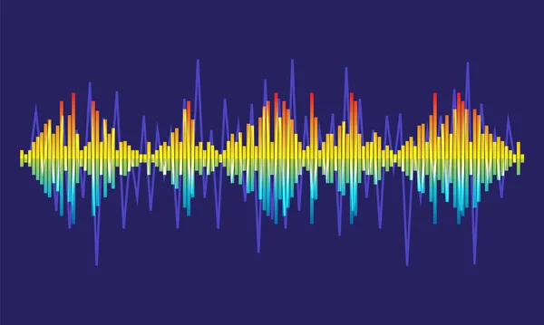 ベクトルオーディオ波要素。カラフルなパルス音楽プレーヤーイコライザーの背景 — ストックベクタ