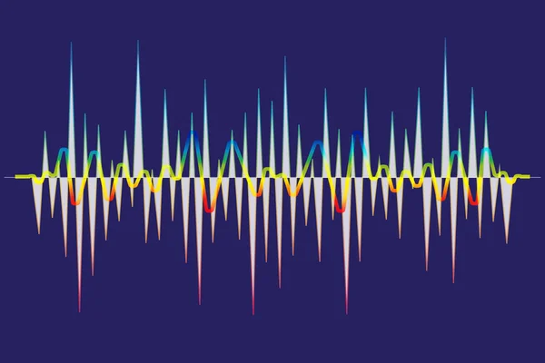 Colorido ecualizador del reproductor de música de pulso. Vector soung wave background. Elemento electrónico de audio — Archivo Imágenes Vectoriales