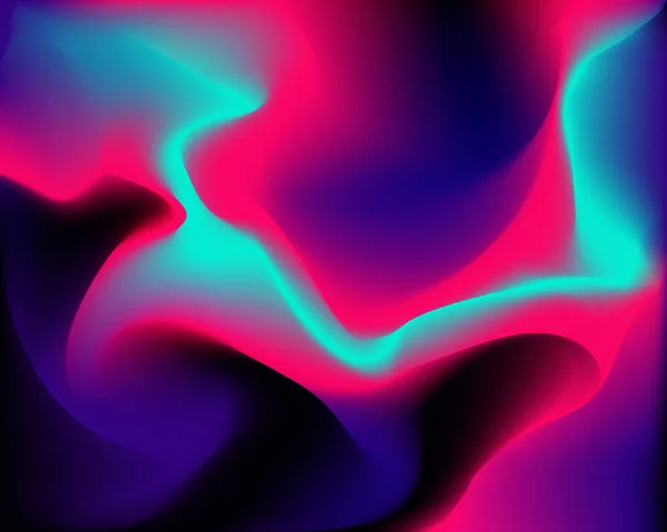 Blurred bright dynamic neon waves. Digital blend of vibrant, modern rainbow hues. Abstract gradients colors mesh background. Vector frequency waveform. — 스톡 벡터