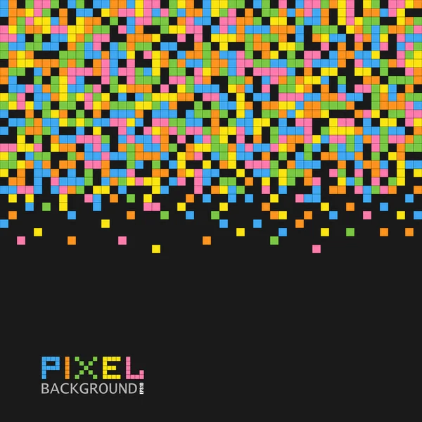 Duhový pixel na černém pozadí. Barevné kaše čtverce Digitale geometrický styl. Mozaiková síť. Vektorová ilustrace — Stockový vektor