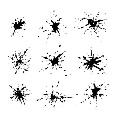 Bir çift siyah leke. Noktalar tasarla. Grunge sanat sıçraması.