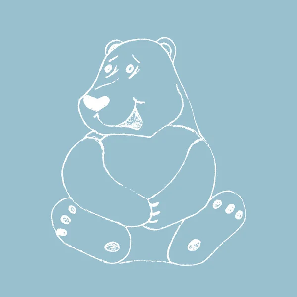 Bonito boceto de oso polar. Fondo de dibujo estilo bebé tiza blanca. Dibujos animados ilustración dibujada a mano — Foto de Stock