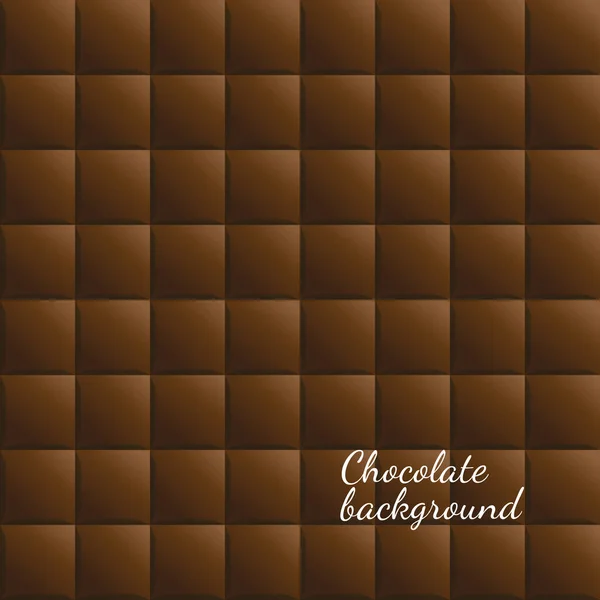 벡터 초콜릿 사각형 배경. 실제 음식 쓰레기없는 패턴 벽지입니다. 어두운 초콜릿 반복 타일 삽화 — 스톡 벡터