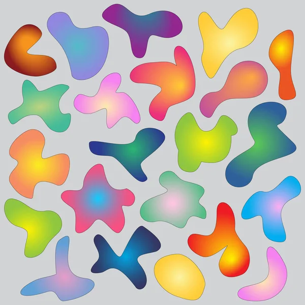 Tasarım için izole sıvı dalga elementlerini ayarla. Moda sanat gradyan fütürist şekiller koleksiyonu. Soyut dinamik serbest biçim modeli. Akan sıvı şekilli dijital pankartlar