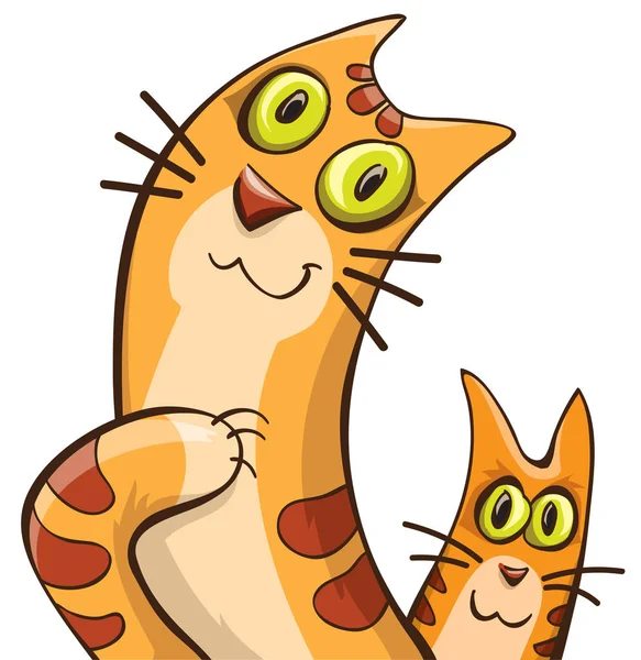 Katt och kattunge — Stock vektor