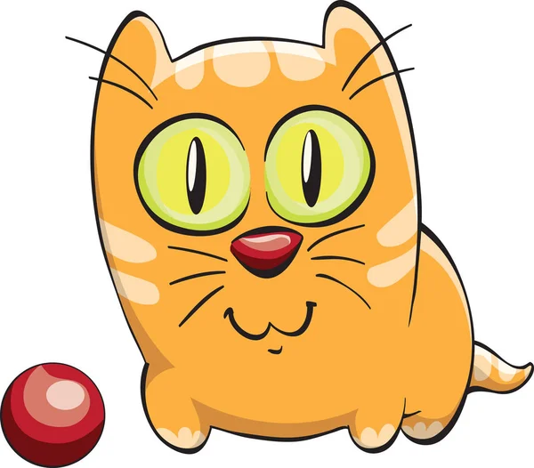 Comical kitten with a ball — Stock Vector