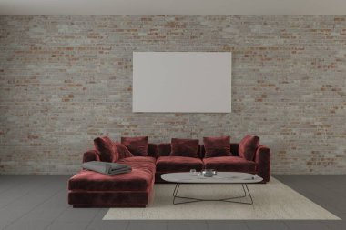 Tuğla iç kırmızı kadife koltuk ile çatı ve desen kadar alay