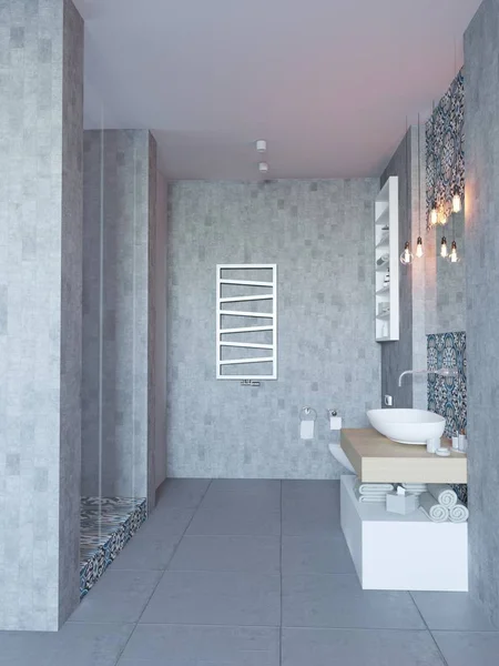 Fürdőszoba minimalista belső marokkói csempe 2-es verzió — Stock Fotó
