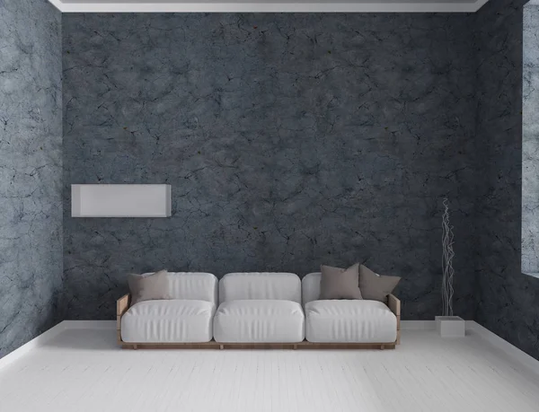 Rendering 3d di minimalista loft soggiorno interno — Foto Stock