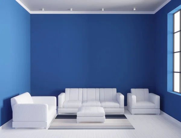 Rendering 3d di luminoso loft soggiorno interno — Foto Stock