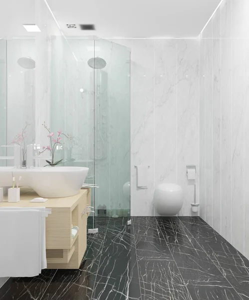 3D rendering Kortárs fürdőszoba, Márvány falak — Stock Fotó