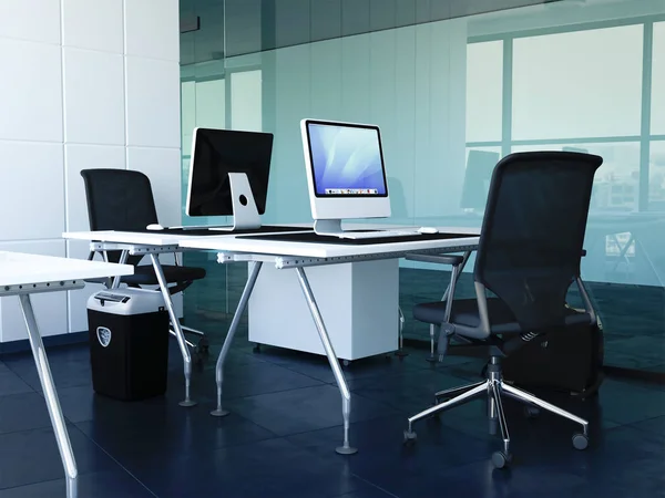 新しいオフィスインテリアデザインの3Dレンダリング — ストック写真