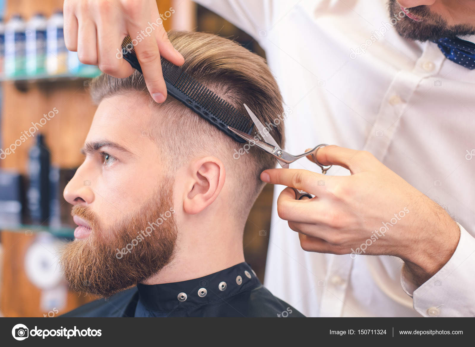 Young Man in Barber Shop Hair Care Service Concept Stock Photo by  ©dima_sidelnikov 150711324