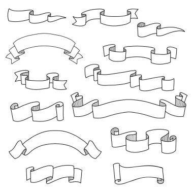 Doodle elle çizilmiş afiş koleksiyonu