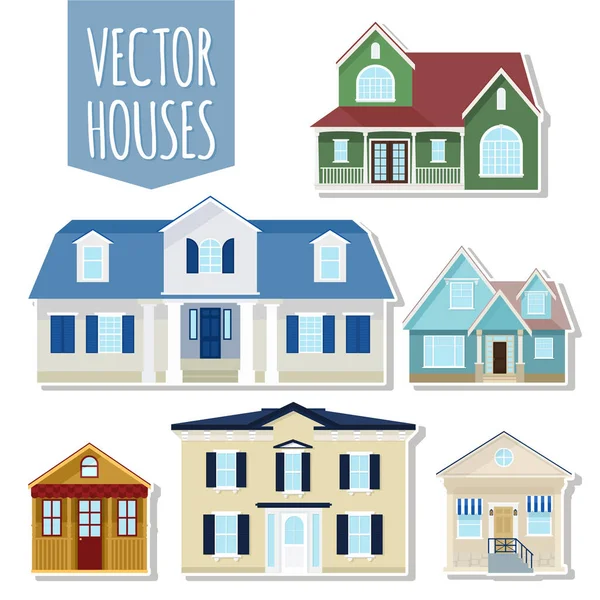Набір векторних котеджних будинків — стоковий вектор