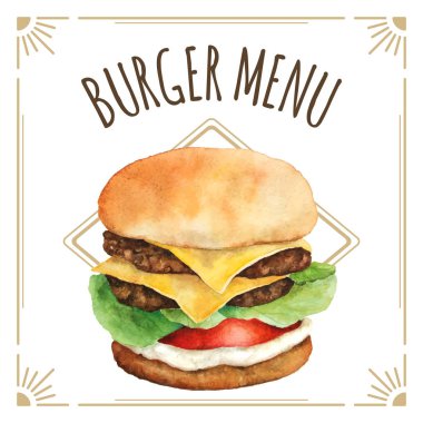 Suluboya hamburger menü tasarımı için