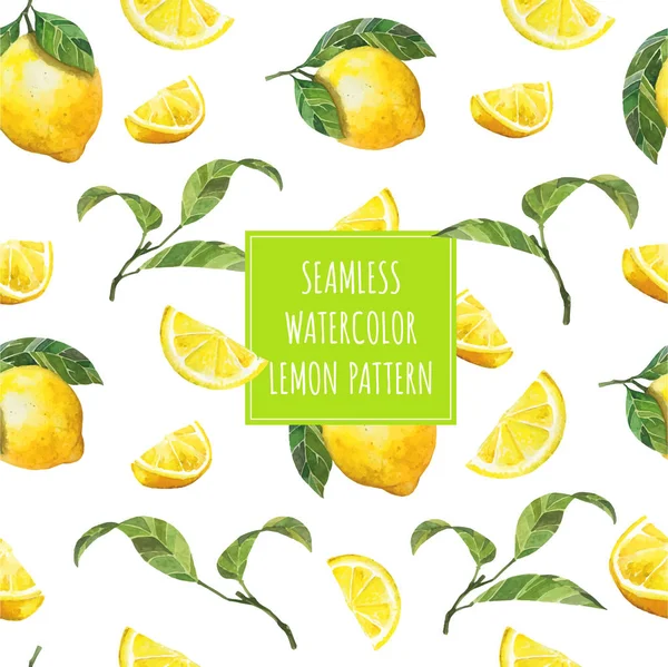 Aquarel citroen naadloze patroon — Stockvector