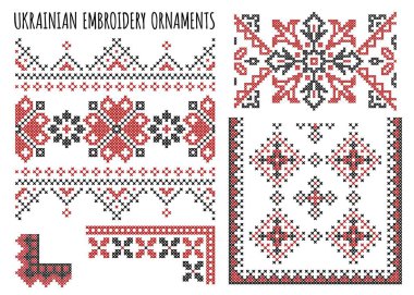 Ukrayna çapraz dikiş seti dekoratif kenarlar ve köşeler