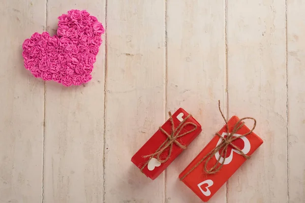 Wooden Texture Hearts Valentine Day — Stock Photo, Image