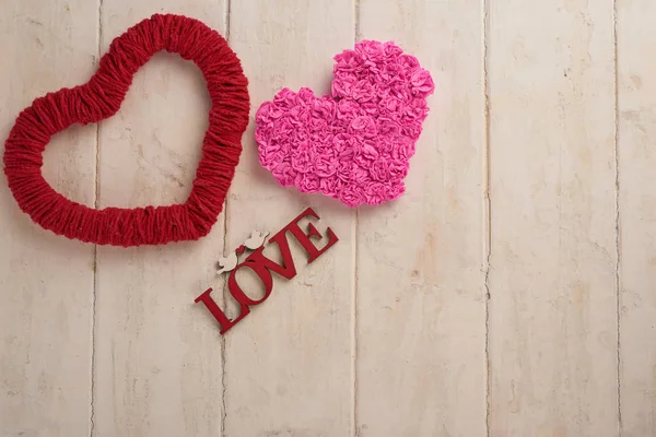 Texture Legno Cuori Giorno San Valentino — Foto Stock