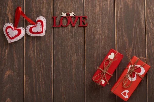 Wooden Texture Hearts Valentine Day — Stock Photo, Image